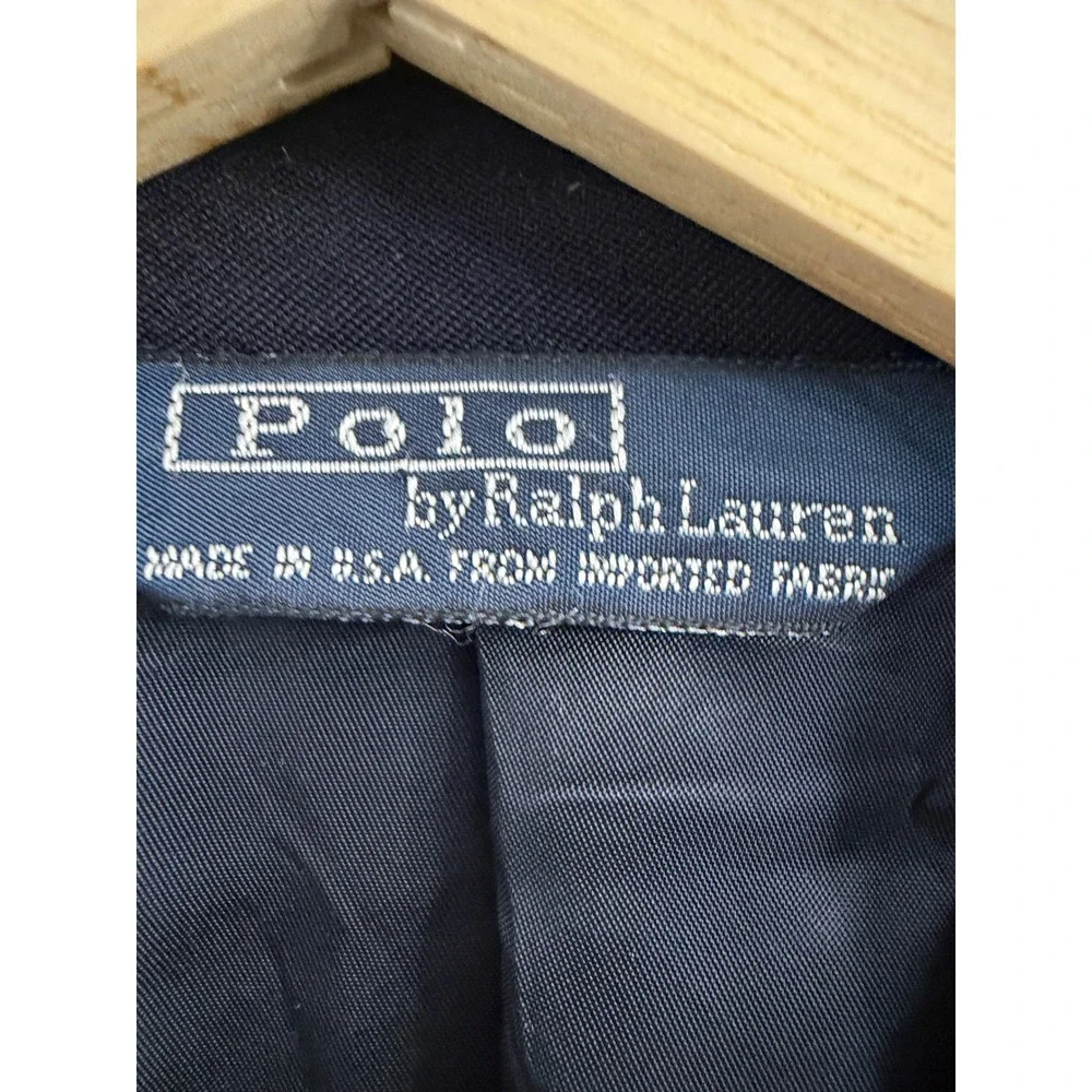 Polo Ralph Lauren Mens Navy Wool Double Breasted Blazer Gold Buttons 40L USA